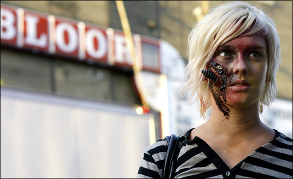 Keri Anderson, 18, is a film student at Humber College doing a documentary on zombie walks.