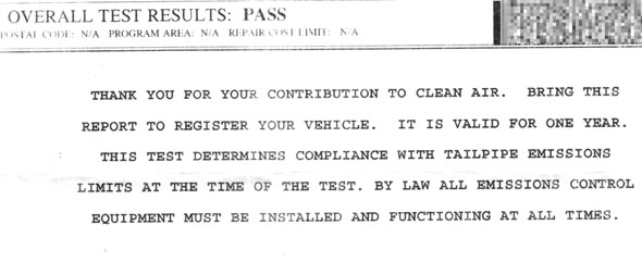 Ontario Drive Clean emissions test