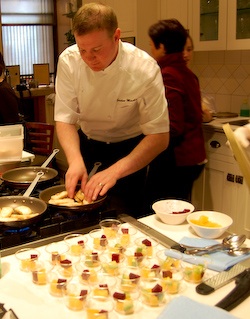 Chef Gordon Mackie cooking at a Sante wine tasting