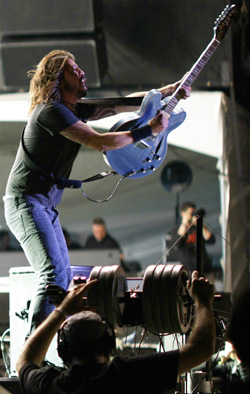 Dave Grohl of Foo Fighters on stage at Virgin Music Festival in Toronto