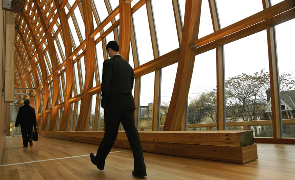The New Art Gallery of Ontario (AGO) opened with wide open spaces, designed by Frank Gehry