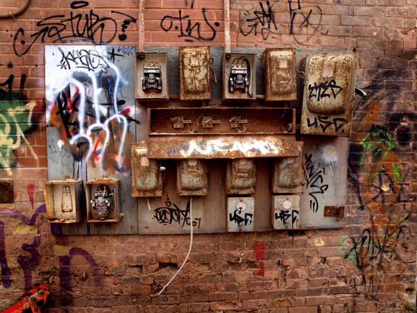 Disused electrical panel at the brick works