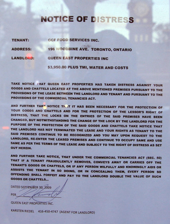 Ho Lee Chow Eviction Notice