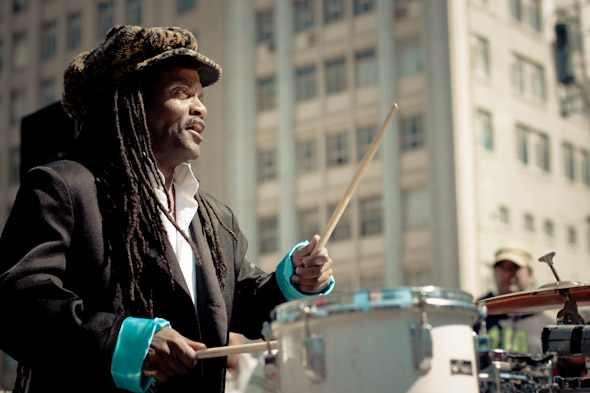 Toronto Street Busker Snooky Tynes Family Band Drumming
