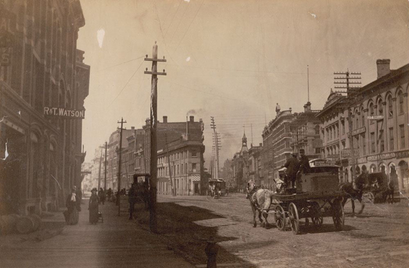 oscar wilde, toronto, 1880s, front street, jarvis street, st. lawrence market, coffin block