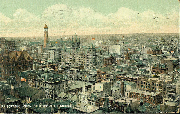 Toronto, Old City Hall, Temple Building, Confederation Life Building, Richmond Street, Yonge Street, postcard, 1920s
