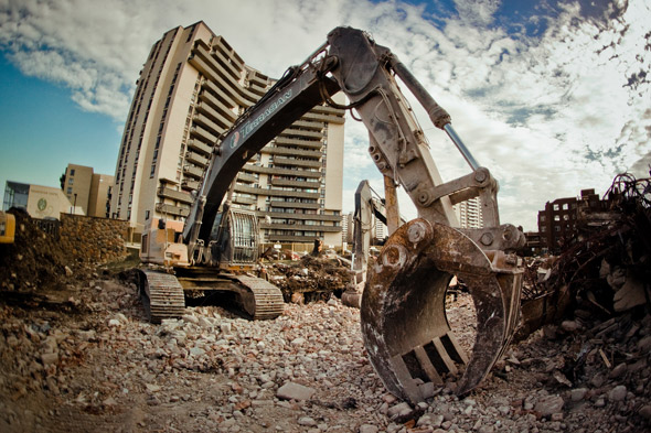 Toronto Apartment Demolition Excavator Claw