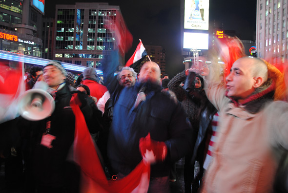Toronto celebrate Egypt Murbarak Yonge Dundas