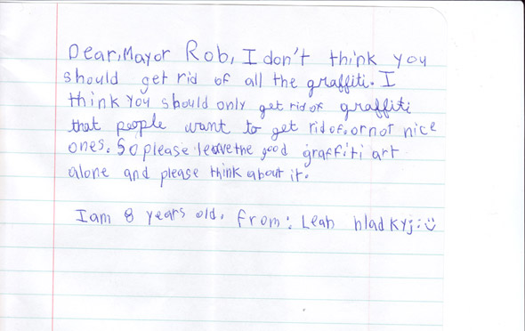 Rob Ford Graffiti letter