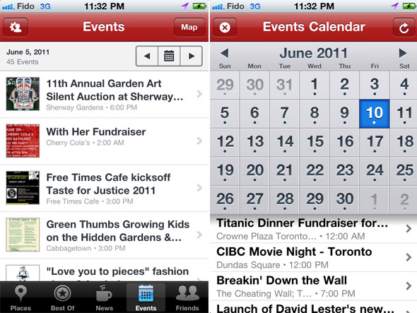 Toronto Events Iphone App
