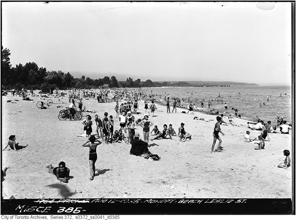 swimmers at leslie beach toronto