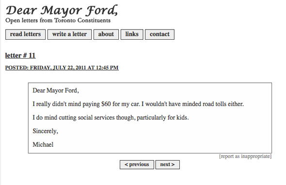 Dear mayor ford