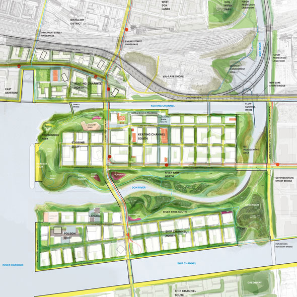 toronto waterfront revised port lands plan map