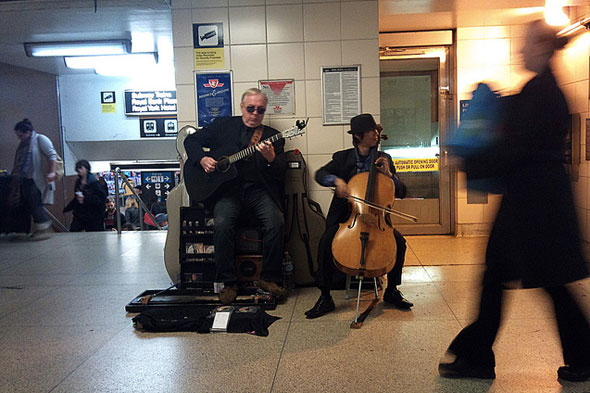 toronto subway TTC buskers guitar cello