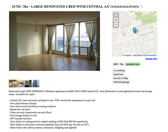 1750 dollar apartment toronto