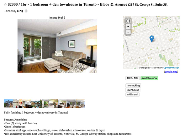 2250 dollar apartment toronto